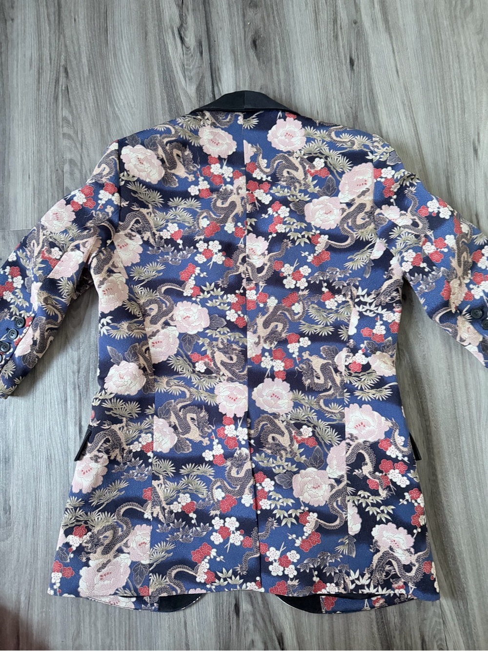 Smythe Navy Floral Satin Collar Blazer - Picture 8 of 9